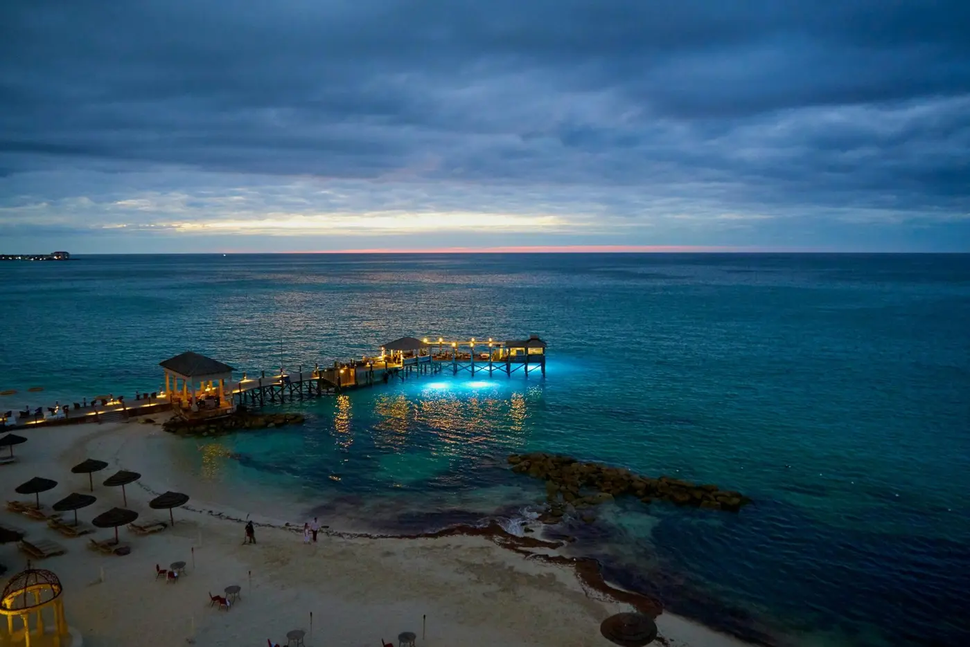 Bahamian coastline at sunset