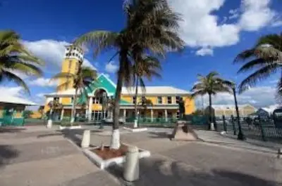 Nassau street and waterfront scene